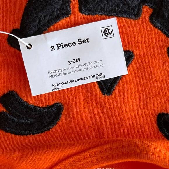 Way To Celebrate Halloween Pumpkin Bodysuit Costume 2 Piece Set 3-6 Months NEW - Picture 6 of 10